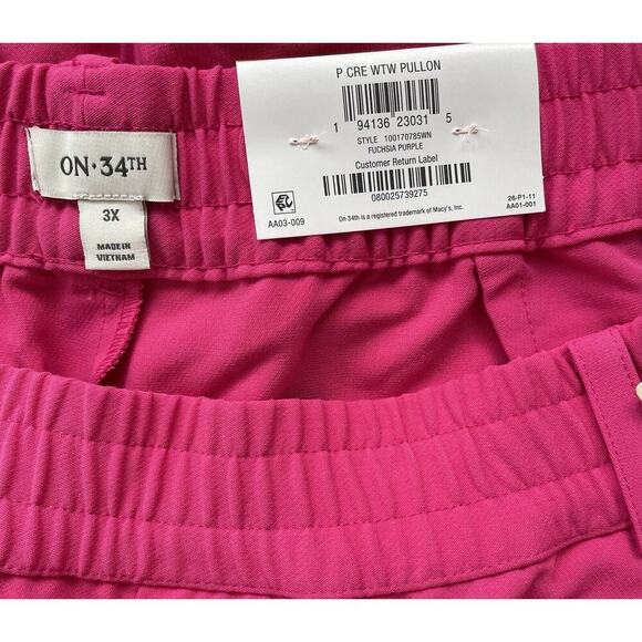 On 34th Womens Double-Weave Ankle Pants Fuchsia Purple Plus Size 3X NWT $69 - Picture 2 of 4